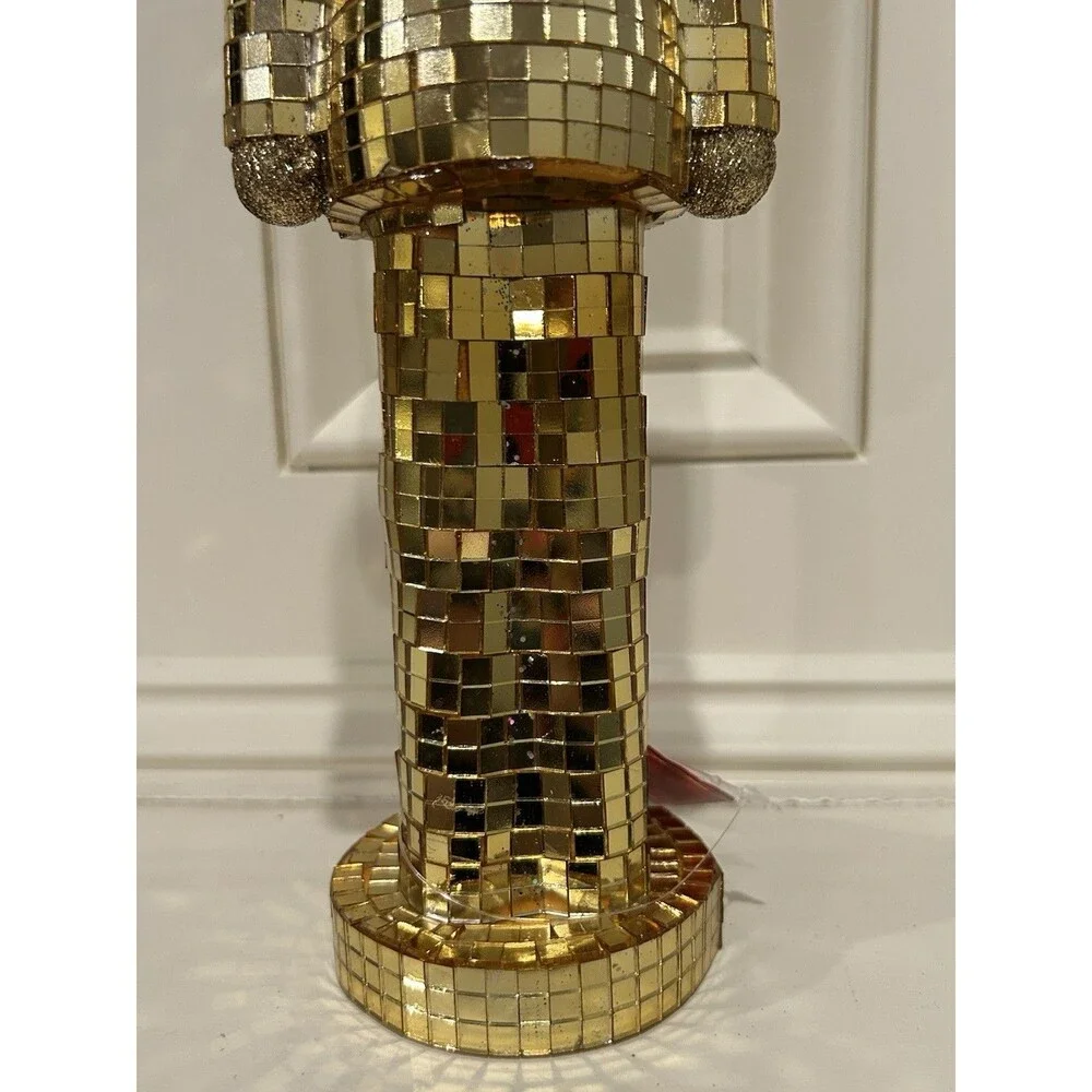 Ashland Mirror Disco Ball Nutcracker Gold Glass Christmas Decor 12in